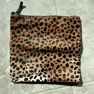 Clare V. Leopard print fold over clutch